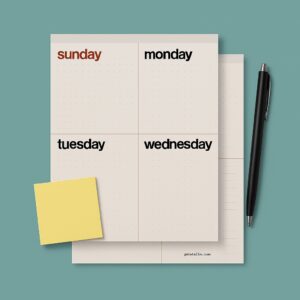 Minimalist Weekly Planner (2-Page Printable) — Sunday Start with Notes Section