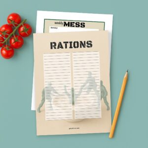 Rations & Mess: Military-Style Weekly Menu Planner + Shopping List (Printable Set)