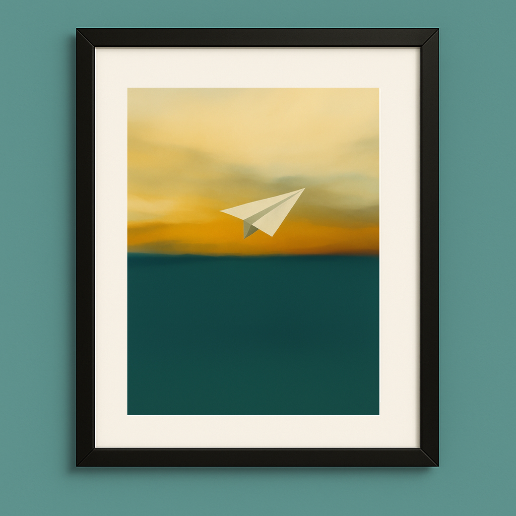 Paper Airplane – Minimalist Sky Digital Print (5x7)