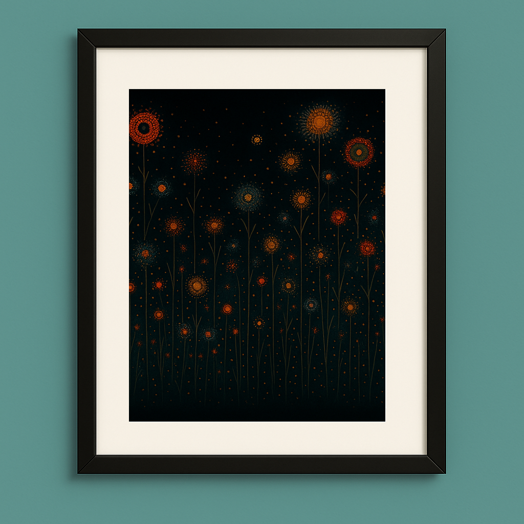 Floral Night – Starlit Botanical Digital Print (5x7)